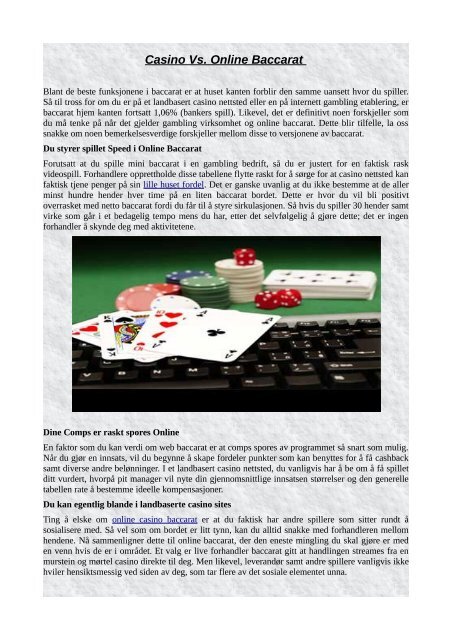 Casino Vs. Online Baccarat