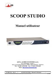 SCOOP STUDIO Manuel utilisateur - AETA Audio Systems