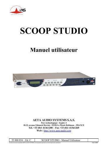 SCOOP STUDIO Manuel utilisateur - AETA Audio Systems