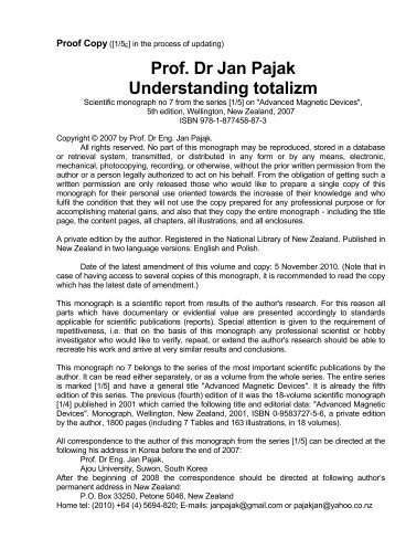 Prof. Dr Jan Pajak Understanding totalizm