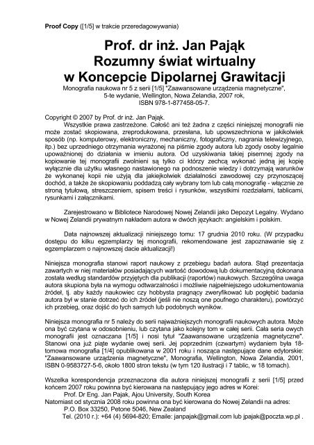 koncept dipolarnej grawitacji - rozumny Åwiat wirtualny - Menu 1