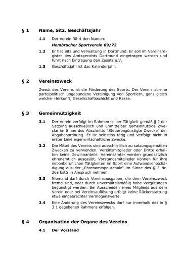 Satzung - Hombrucher SV 09/72 eV