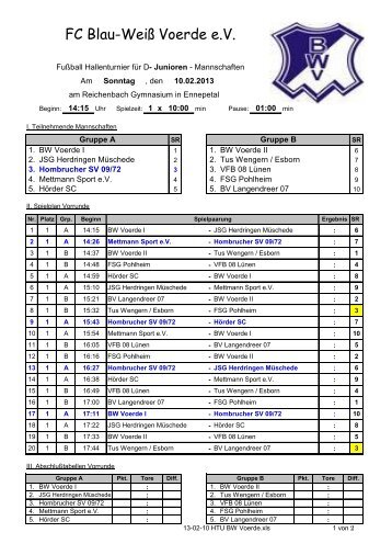 FC Blau-WeiÃ Voerde e.V. - Hombrucher SV 09/72 eV