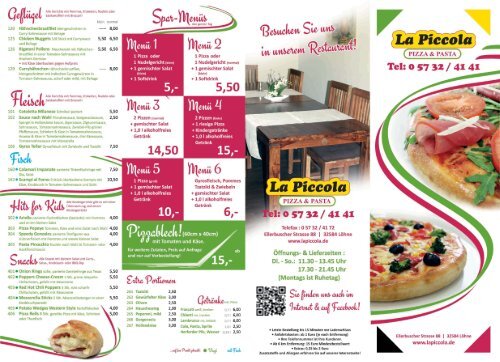 Speisekarte herunterladen - La Piccola