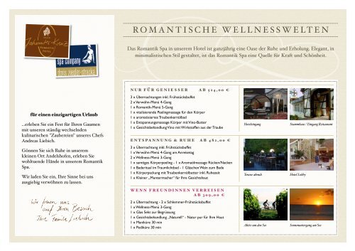 Arrangements - Romantik Hotel Johanniter-Kreuz
