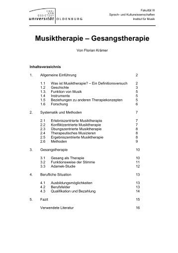 Musiktherapie â Gesangstherapie - Florian T. KrÃ¤mer