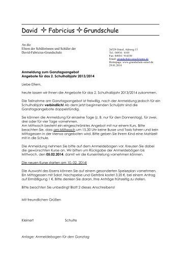 Informationen/Anschreiben 2012 (PDF) - Grundschule Osteel