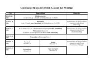 Ganztagszeitplan der ersten Klassen fÃ¼r Montag - Grundschule Osteel