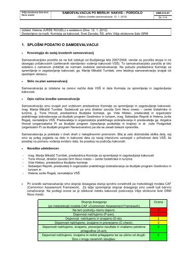 Samoevelvacijsko poroÄilo za leto 2010_11.pdf - viÅ¡ja strokovna Å¡ola