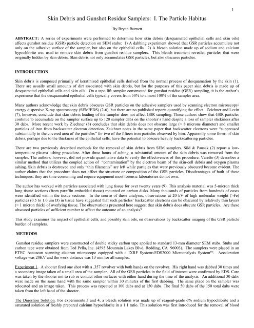 Meixa Skin Debris and Gunshot Residue Samplers: I. The ... - Meixa Tech