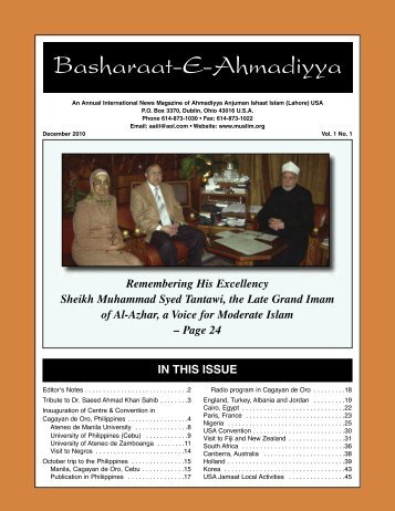 Basharaat Vol. 8 No. 1 - The Lahore Ahmadiyya Movement in Islam