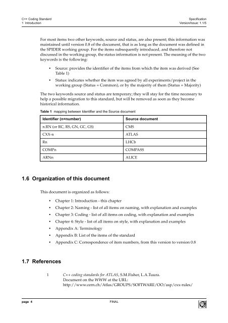 C++ Coding Standard Specification - CERN