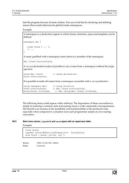 C++ Coding Standard Specification - CERN