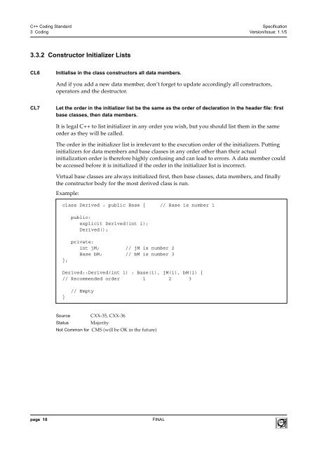 C++ Coding Standard Specification - CERN