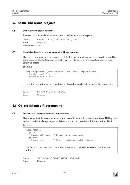 C++ Coding Standard Specification - CERN