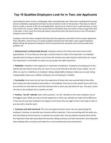 qualities that employers look for essay Employers are looking for qualities in their new hires that are never listed in the job ad they want to meet people who are self-directed and. qualities that employers look for essay Employers are looking for qualities in their new hires that are never listed in the job ad they want to meet people who are self-directed and.