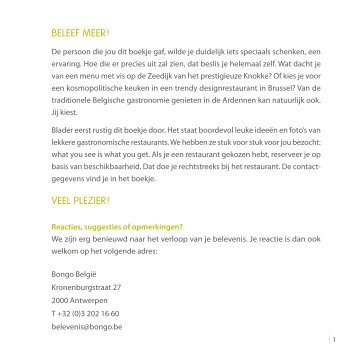 BELEEF MEER ! VEEL PLEZIER ! - Bongo