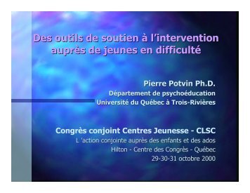Des outils de soutien Ã  l'intervention auprÃ¨s de ... - Pierre Potvin