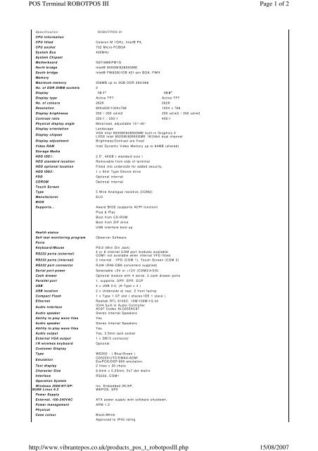 Page 1 of 2 POS Terminal ROBOTPOS III 15/08/2007 http://www ...