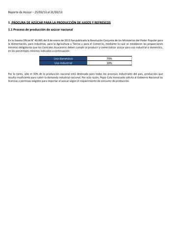 1. PROCURA DE AZÚCAR PARA LA ... - Empresas Polar