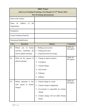 Post Workshop Questionnaire - cuts ccier