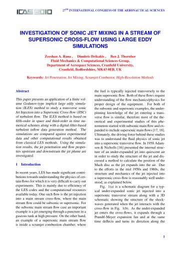 investigation of sonic jet mixing in a stream of supersonic cross-flow ...