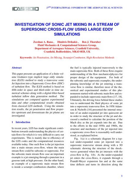 investigation of sonic jet mixing in a stream of supersonic cross-flow ...
