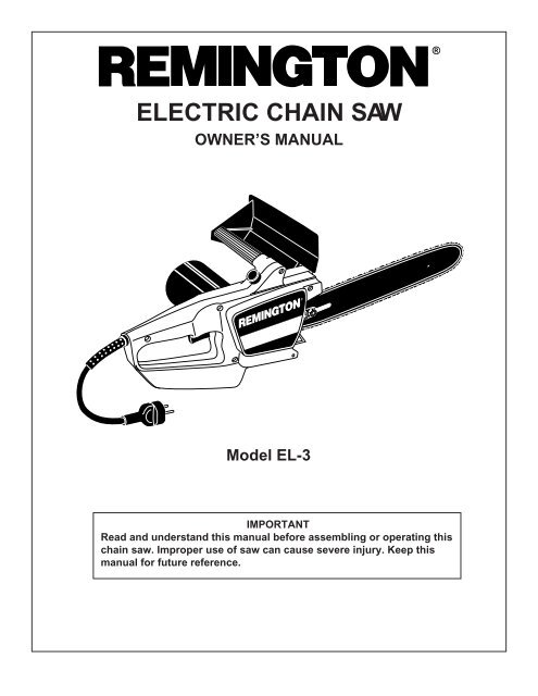 Remington 3.0 sale electric chainsaw oil