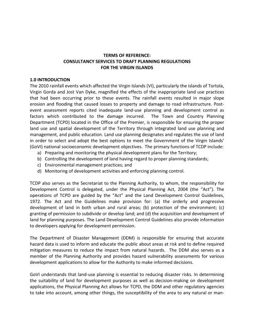 terms of reference: consultancy services to draft planning ... - CDEMA