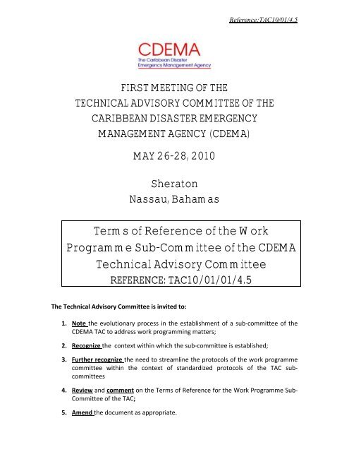 Terms of Reference of the Work Programme Sub-Committee of the ...