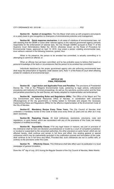 CITY ORDINANCE NO. 2012-06 AN ORDINANCE ... - Navotas City