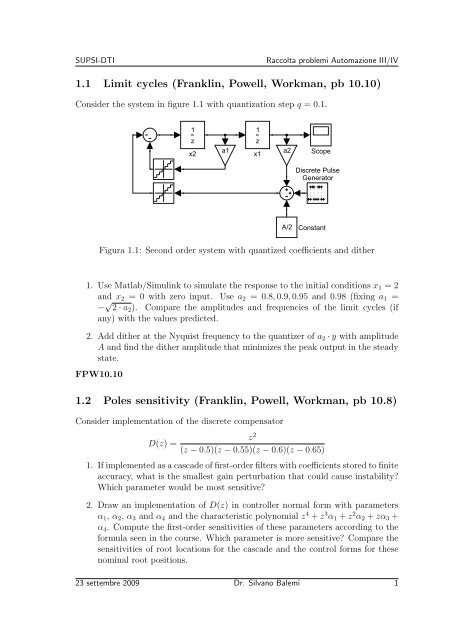 1.1 Limit cycles (Franklin, Powell, Workman, pb 10.10) 1.2 ... - SUPSI