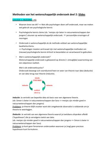 Methoden van het wetenschappelijk onderzoek deel 2: Slides - Wiki