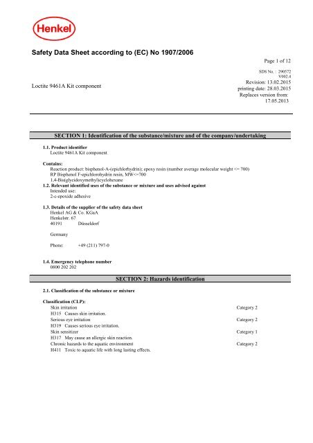 Safety Data Sheet according to (EC) No 1907/2006 - Henkel ...