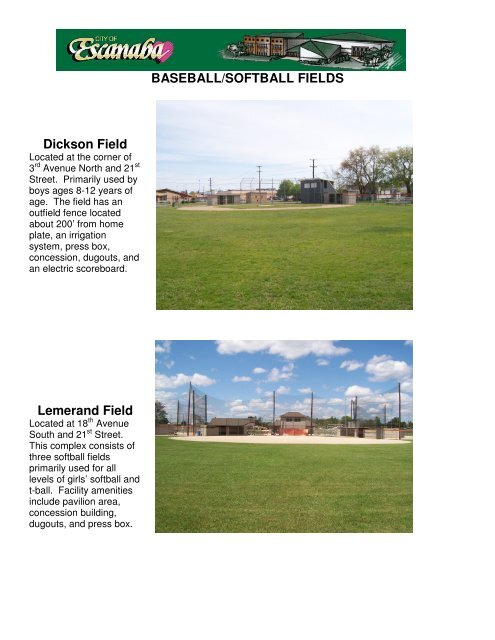 BASEBALL/SOFTBALL FIELDS Dickson Field Lemerand Field