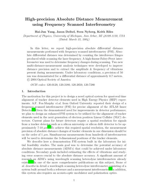 High-precision Absolute Distance Measurement using Frequency ...