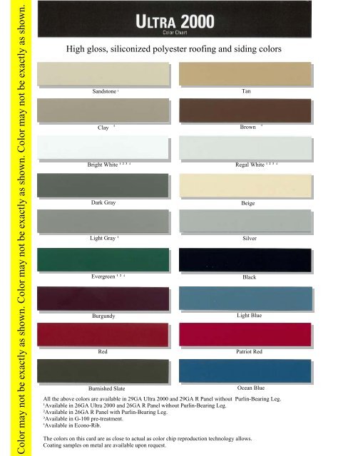 Color Chart Jensen Bridge Supply