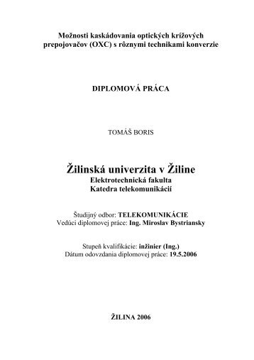 Katedra telekomunikÃ¡ciÃ­ - Å½ilinskÃ¡ univerzita