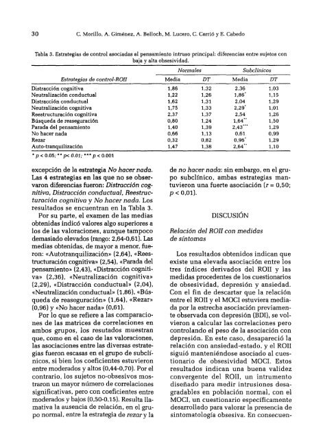 Pensamientos Intrusos en Obsesivos SubclÃ­nicos ... - e-spacio UNED