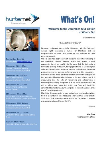 Welcome to the December 2011 Edition of What's On! - HunterNet