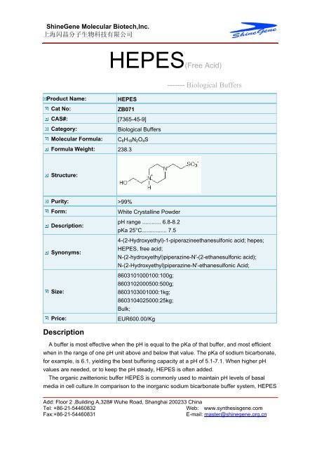 HEPES-Biological Buffer - Gene Synthesis