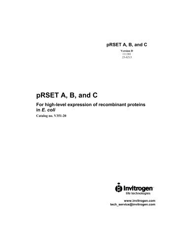 Map of pRSET A, B, and C - Gene Synthesis