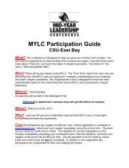 MYLC Participation Guide CSU-East Bay What? - Theta Chi Fraternity