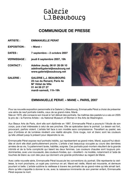 communique de presse - Galerie LJ