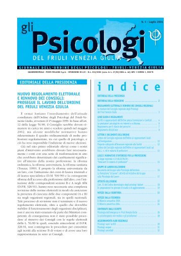Notiziario numero 1 del 2004 in formato pdf - Ordine degli Psicologi