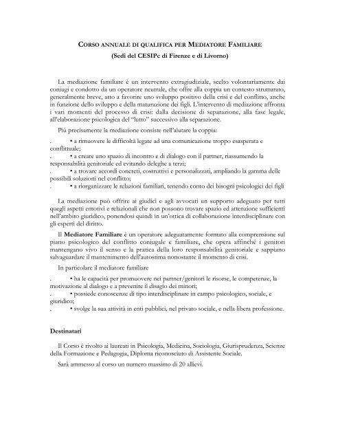 Sedi del CESIPc di Firenze e di Livorno - Psicoterapeuti.info