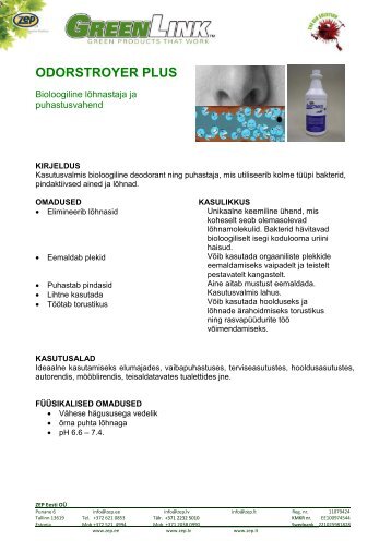 Odorstroyer Plus EST.pdf - Zep Eesti OÃ