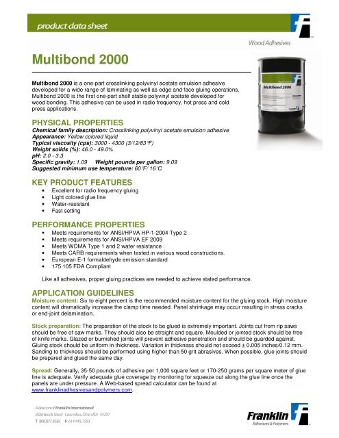 Multibond 2000 - Franklin Adhesives and Polymers