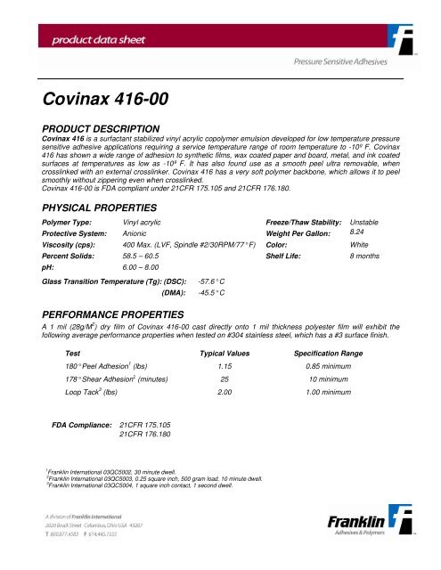 Covinax 416-00 - Franklin Adhesives and Polymers