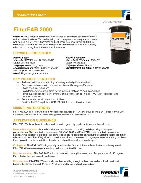 FilterFAB 2000 - Franklin Adhesives and Polymers